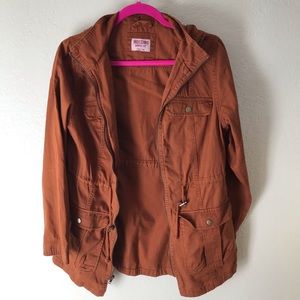 Rust red cargo canvas coat